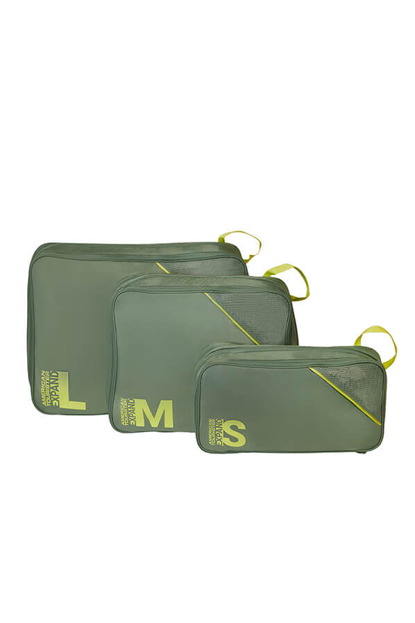 Packing Cubes Set of 3 Packing Cubes | American Tourister American Tourist. Ta Packing Cubes S/M/L  Olive/Lime