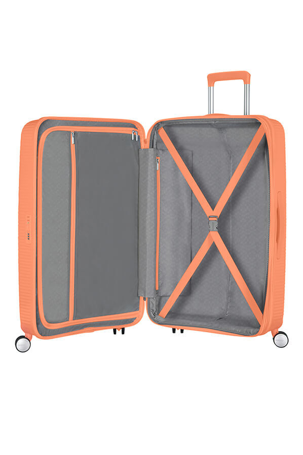 SoundBox Medium Check-in | American Tourister Soundbox Spinner TSA Expandable 67cm  Cantaloupe