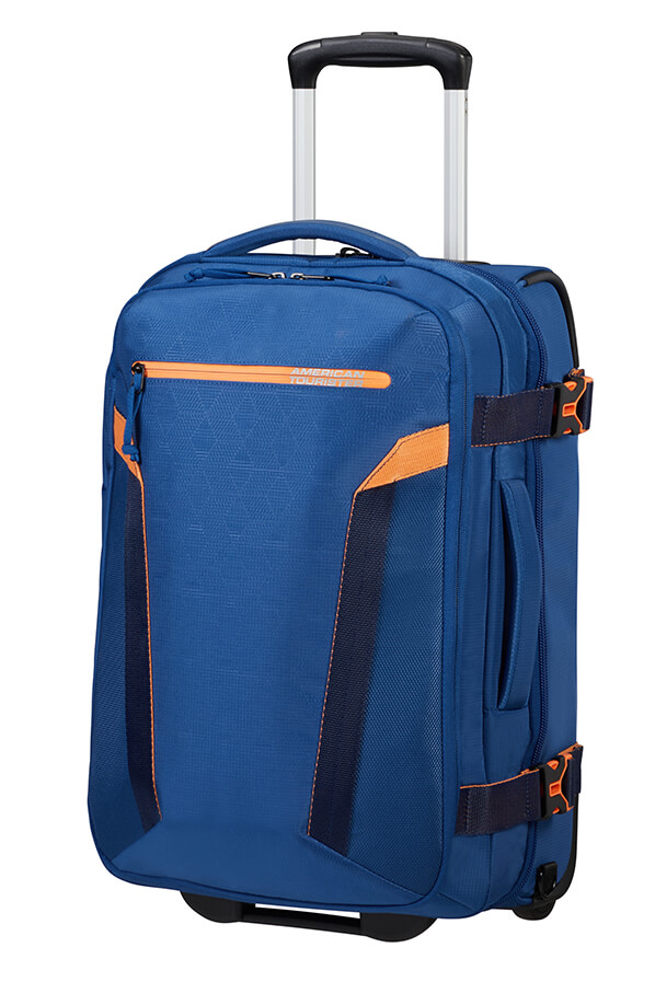 american tourister at eco spin duffle backpack with wheels 55cm 20cm deep navy