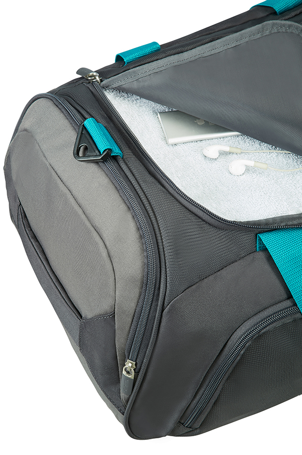 American Tourister Road Quest Duffle Bag Grey/Turquoise Rolling Luggage