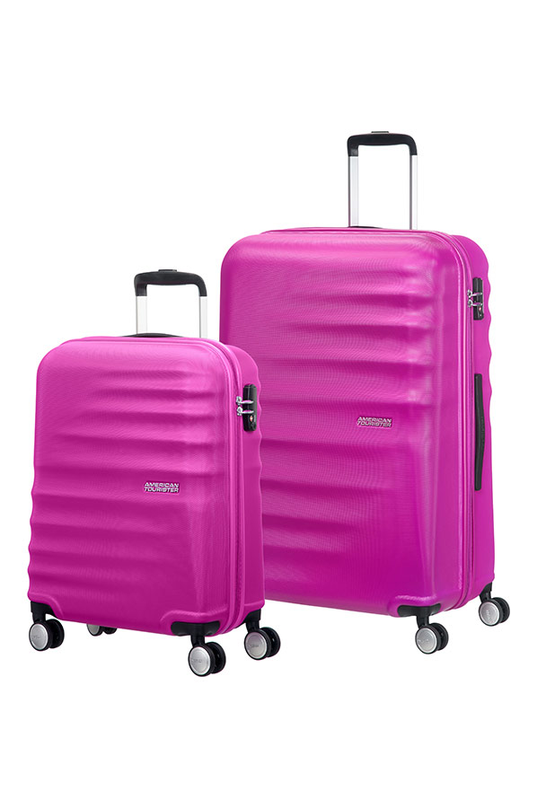 Wavebreaker 2 PC Set A Hot Lips Pink Rolling Luggage UK