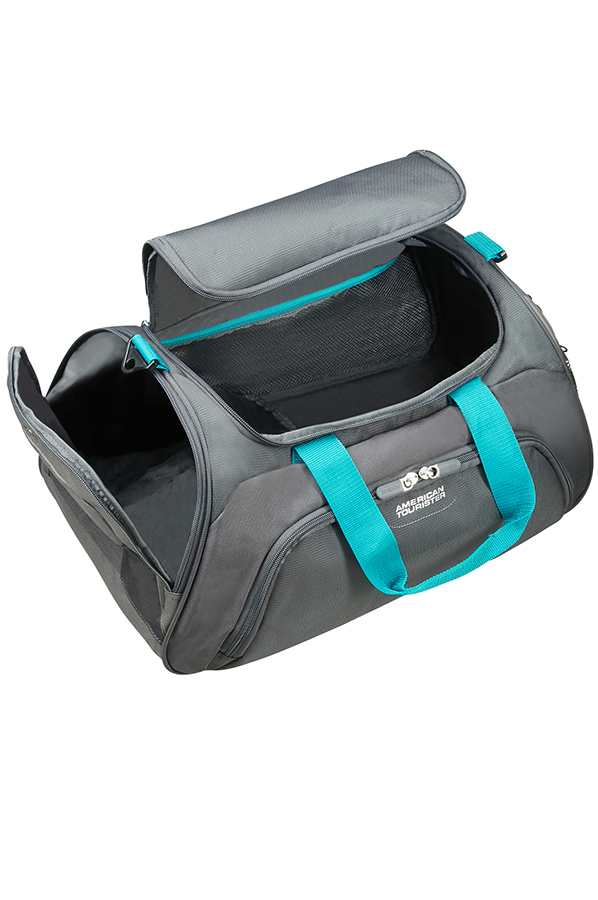 American Tourister Road Quest Duffle Bag Grey/Turquoise Rolling Luggage